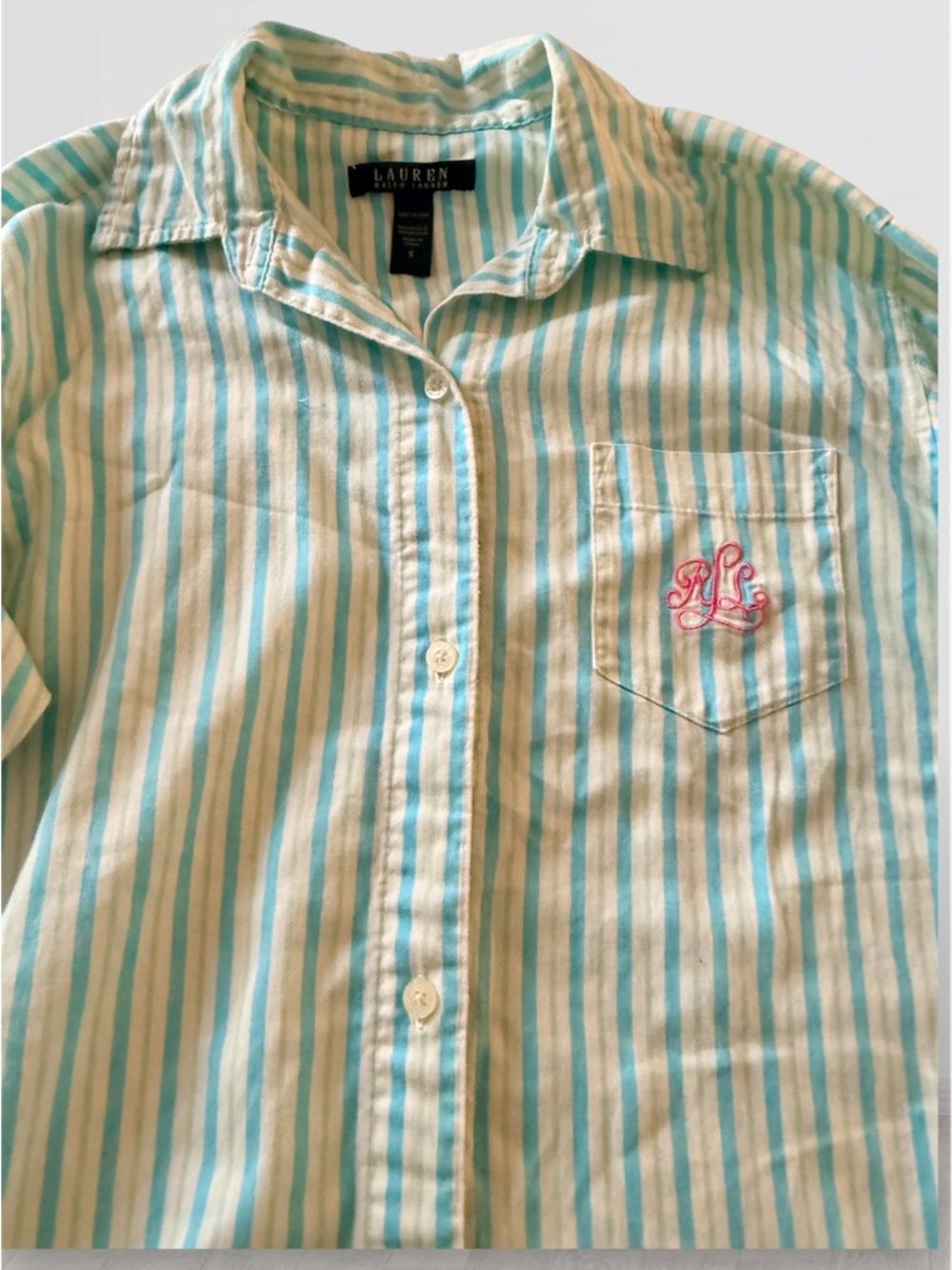 Ralph Lauren Striped Sleep Shirt Size S – Button Down Nightgown